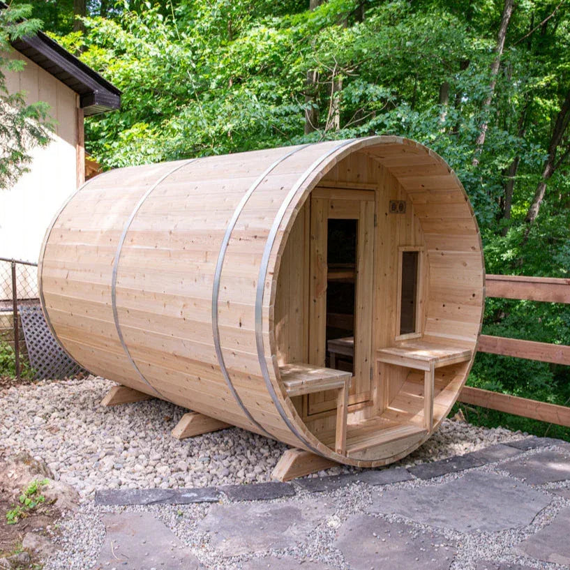 Buy Barrel Saunas Online | Outdoor Cedar Sauna Kits for Home Use - Sauna Luxuries