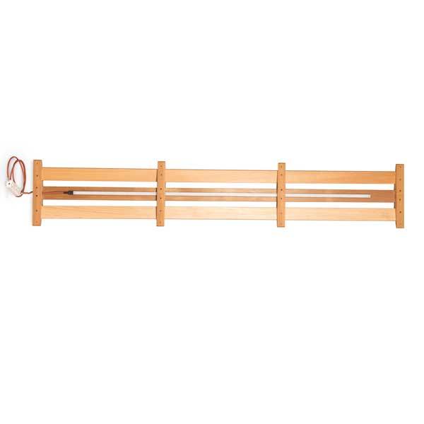 75-inch LED sauna backrest made of clear red cedar with integrated strip, shown isolated on white