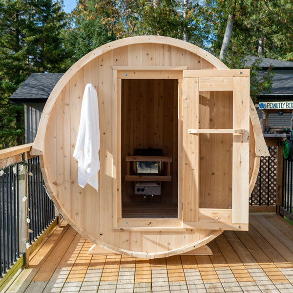 Liesurecraft CT Harmony Barrel Sauna | Wood Burning Outdoor Sauna