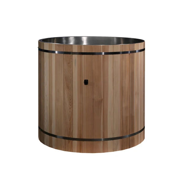 Dynamic Cold Therapy DCT-B-042-SSPC-34 Stainless Steel Barrel Cold Plunge with Pacific Cedar Exterior Dynamic Saunas