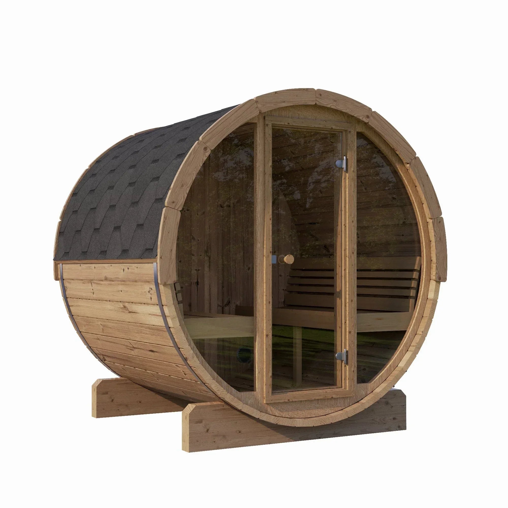 SaunaLife Model E8G Sauna Barrel Glass Front - Sauna Luxuries