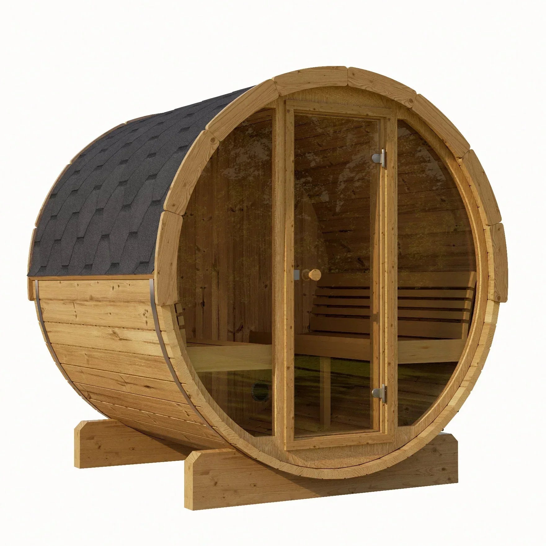 SaunaLife Model E8G Sauna Barrel Glass Front - Sauna Luxuries