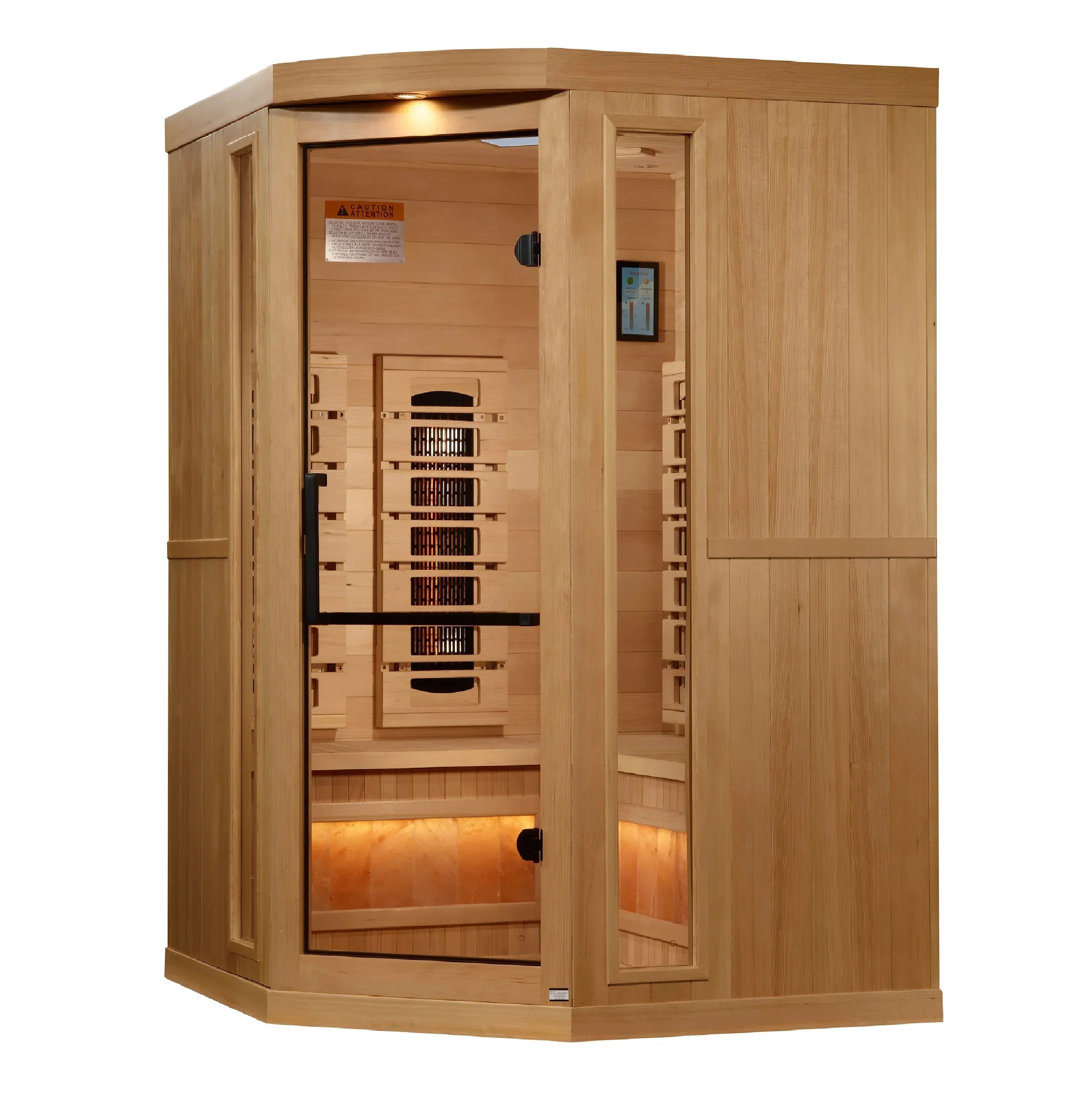 Golden Designs 3-Person Corner Near-Zero EMF Full-Spectrum Infrared Sauna - Sauna Luxuries