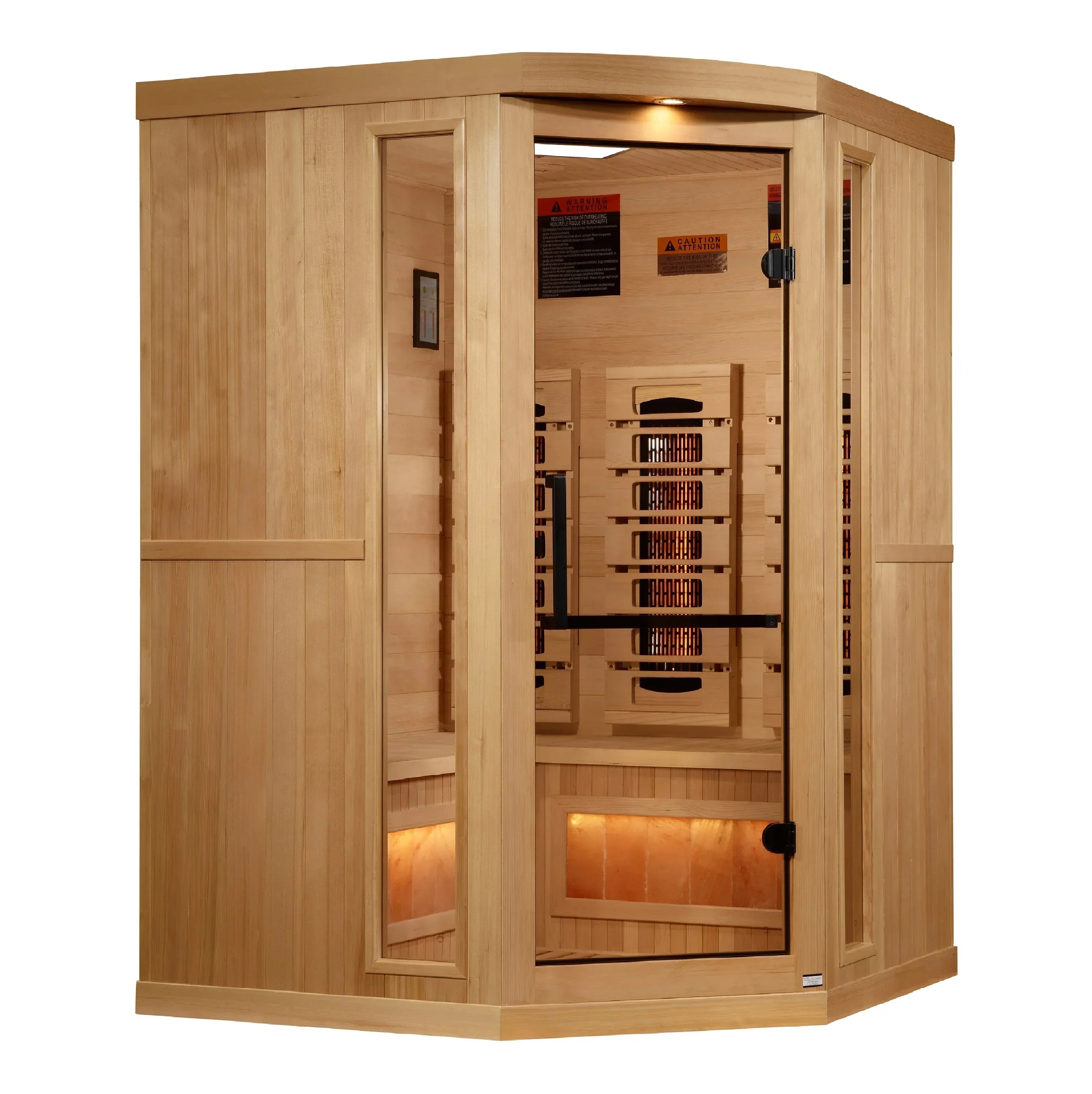 Golden Designs 3-Person Corner Near-Zero EMF Full-Spectrum Infrared Sauna - Sauna Luxuries