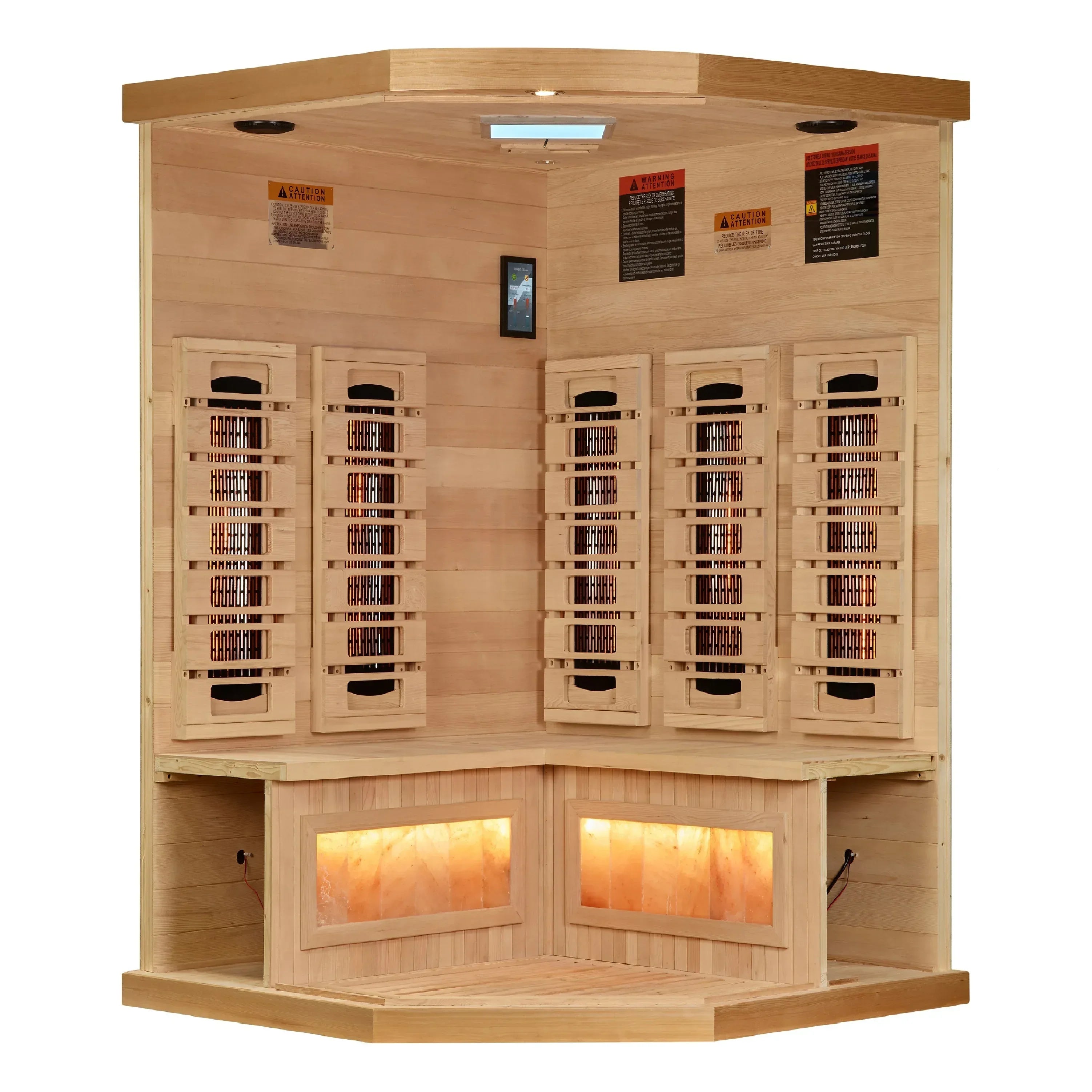 Golden Designs 3-Person Corner Near-Zero EMF Full-Spectrum Infrared Sauna - Sauna Luxuries