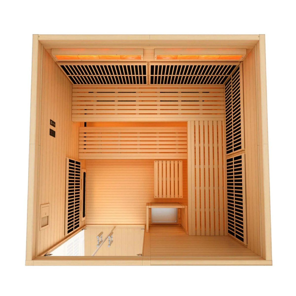 Golden Designs Toledo 6 Person Hybrid Sauna | Full Spectrum & Harvia Stove - Sauna Luxuries