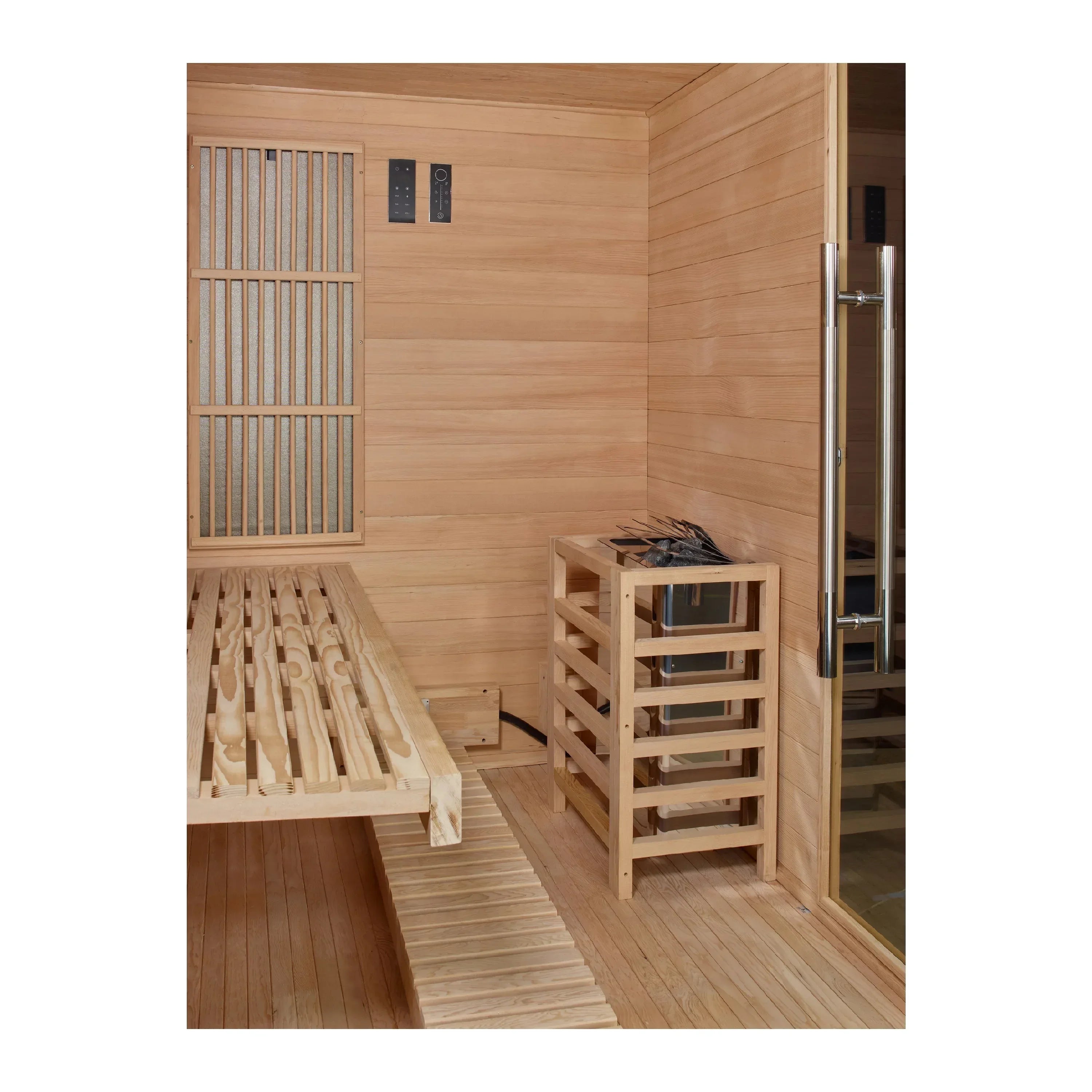 Golden Designs Soria 3 Person Hybrid Sauna | Full Spectrum & Harvia Stove - Sauna Luxuries