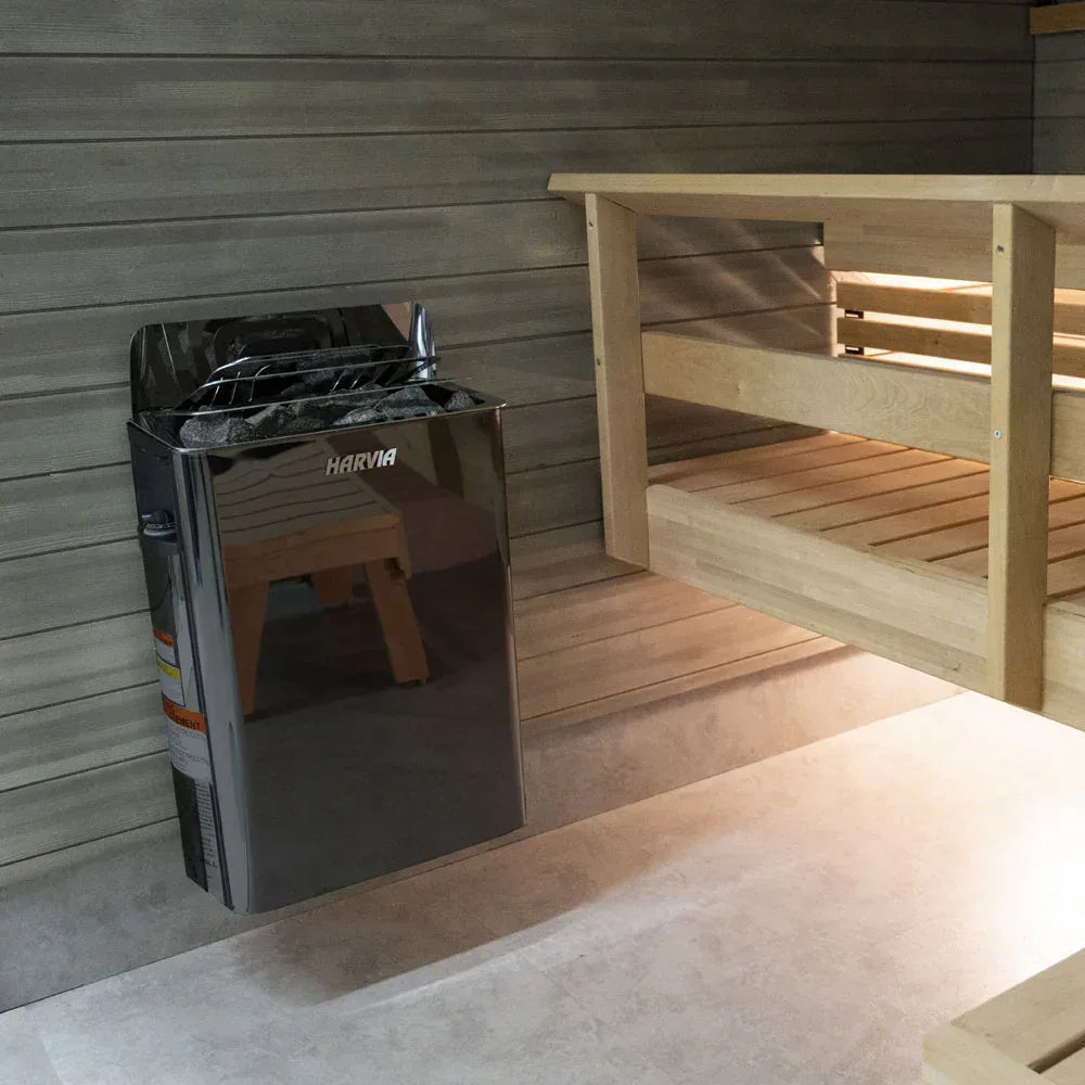 Harvia The Wall SW80 8kW Black Stainless Sauna Heater 240V 1PH - Sauna Luxuries