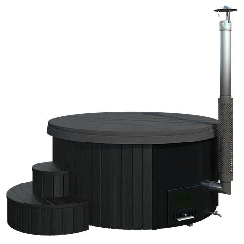SaunaLife SOAK Series Model S4B Wood Fired Hot Tub Black Up to 6 Person