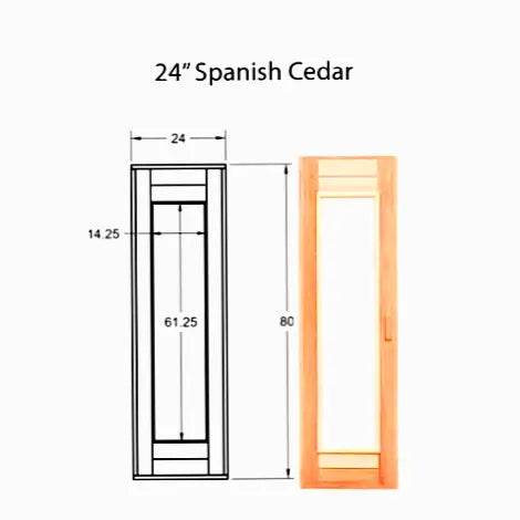 Cedar Sauna Door – Dimensions & Installation Guide (24×80) – Technical drawing detailing the precise dimensions for easy installation in home and commercial saunas.