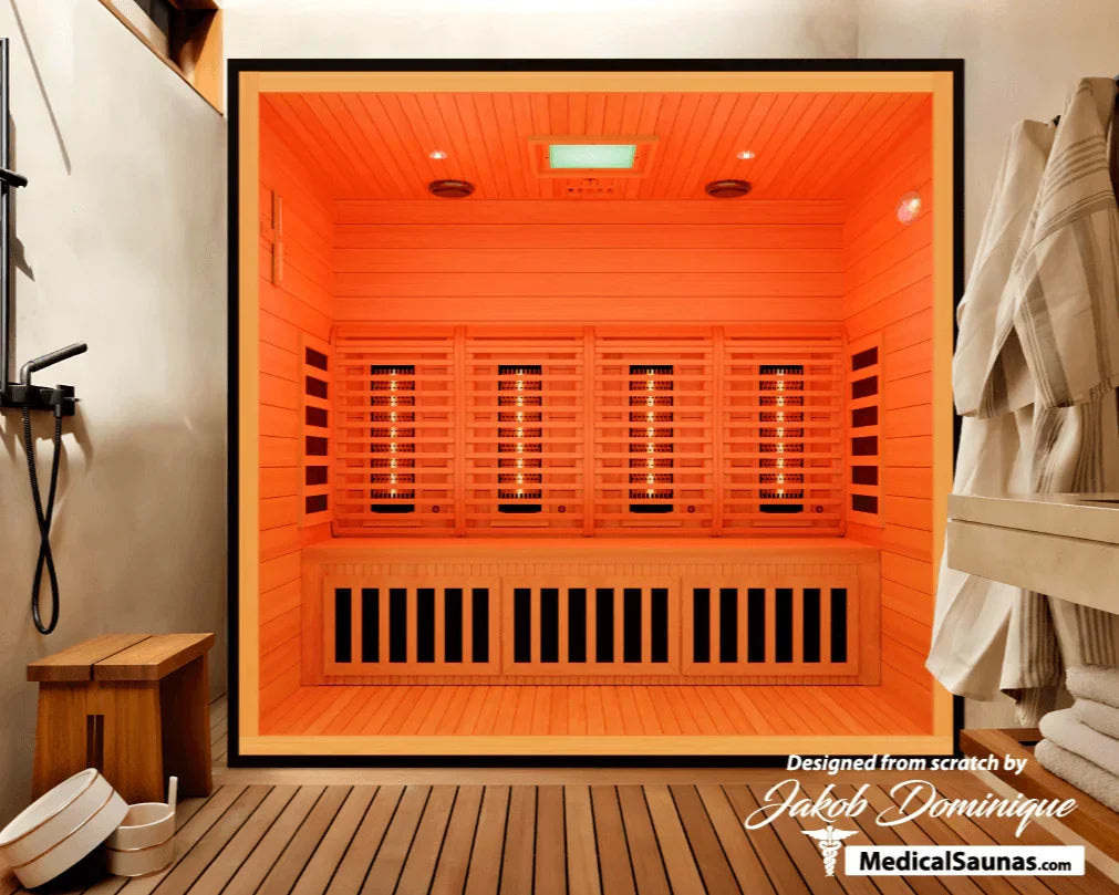 Commercial 487 Medical Sauna | 3-Person Infrared + Red Light Therapy - Sauna Luxuries