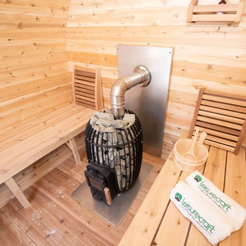 Leisurecraft CT Elation Barrel Sauna | Wood Burning Outdoor Cedar Sauna - Sauna Luxuries