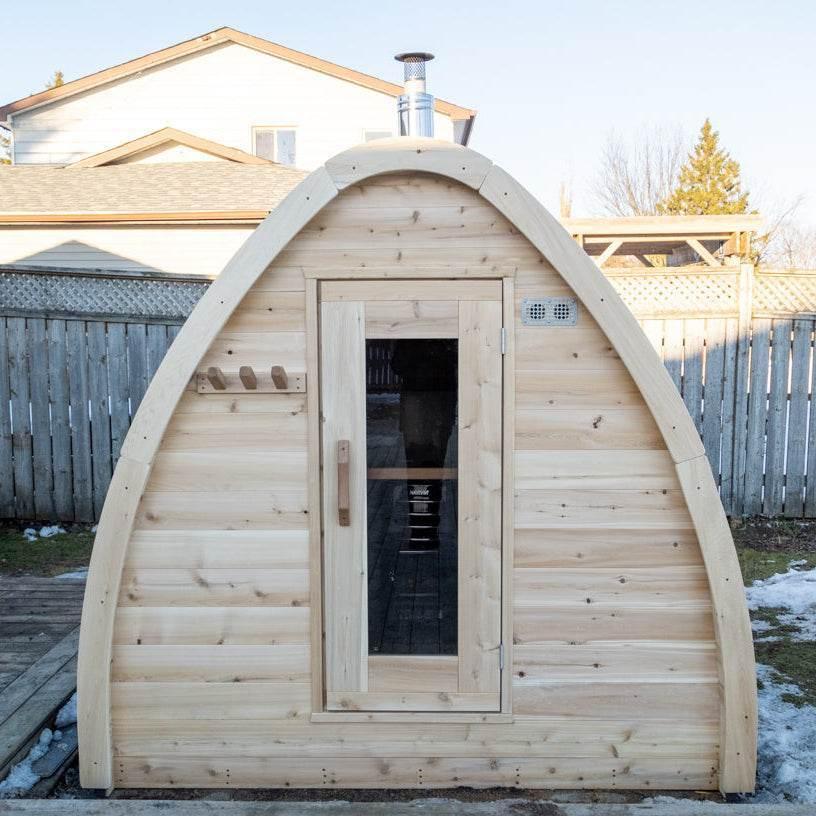 Leisurecraft CT MiniPOD Sauna | Wood Burning Outdoor Sauna - Sauna Luxuries