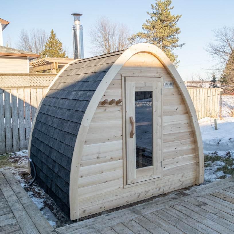 Leisurecraft CT MiniPOD Sauna | Wood Burning Outdoor Sauna - Sauna Luxuries