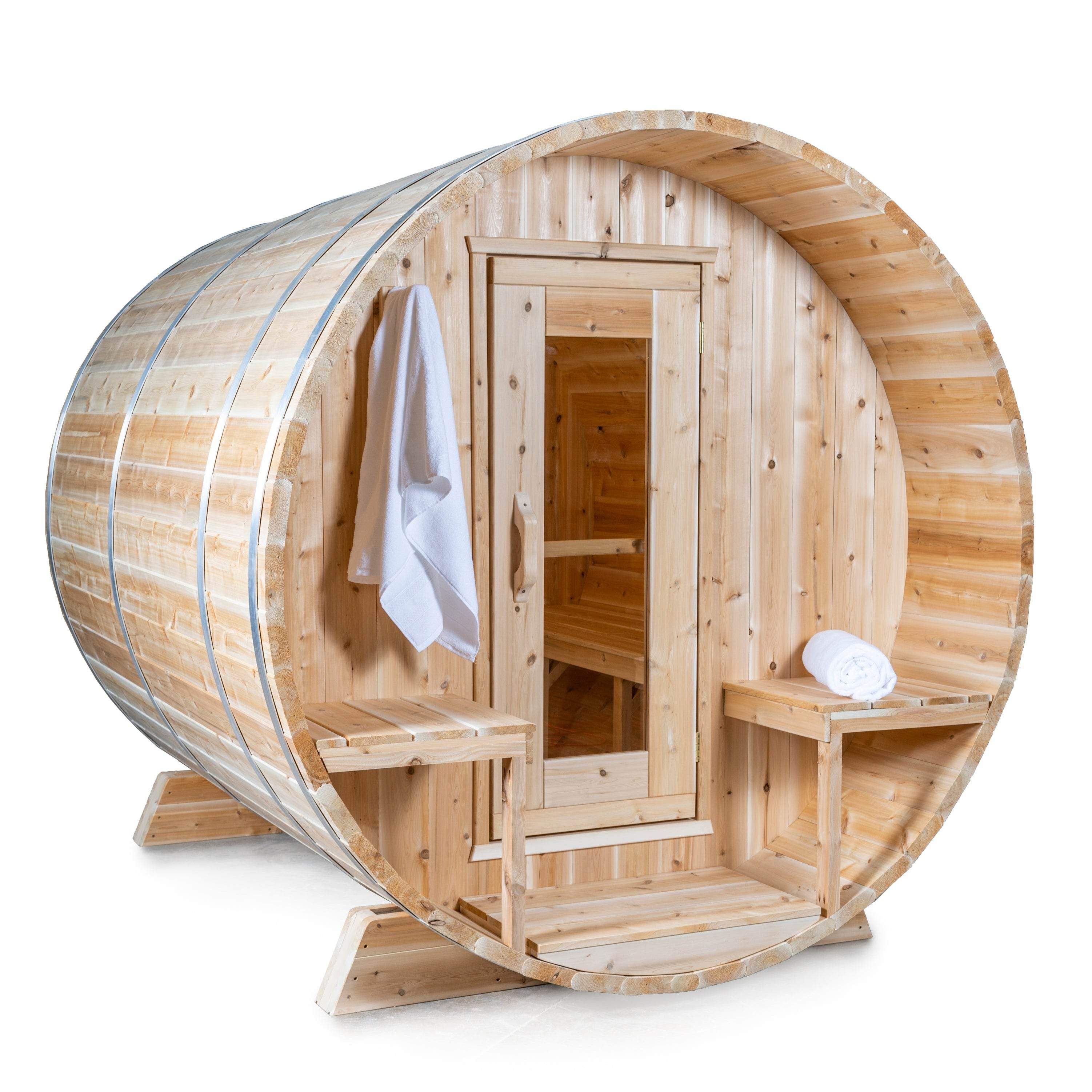 Dundalk Leisurecraft CT Serenity Barrel Sauna | Electric Heated Cedar Kit - Sauna Luxuries