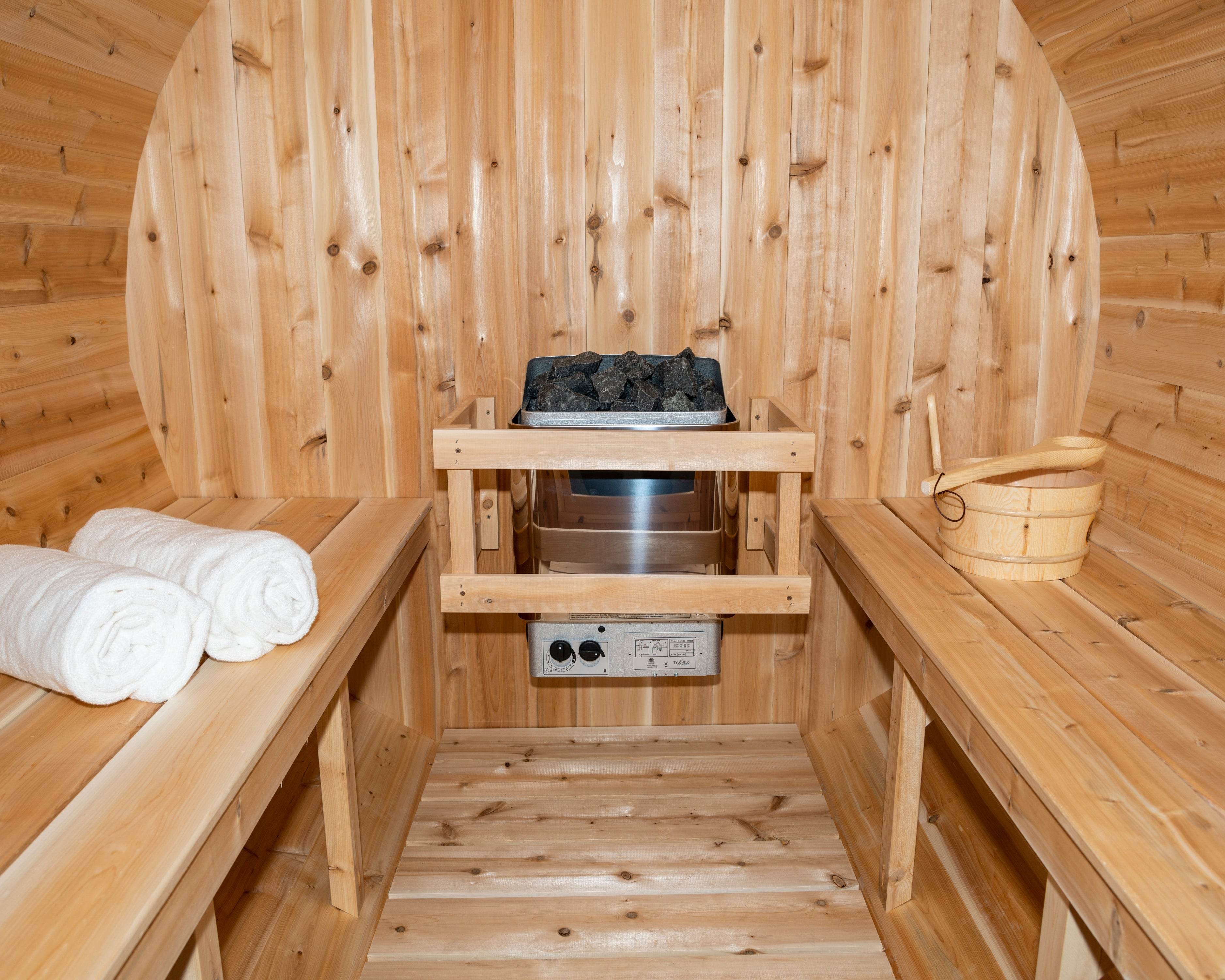 Dundalk Leisurecraft CT Serenity Barrel Sauna | Electric Heated Cedar Kit - Sauna Luxuries
