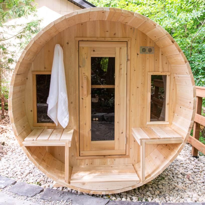 Dundalk Leisurecraft CT Tranquility Barrel Sauna | Electric Heated Cedar Kit - Sauna Luxuries