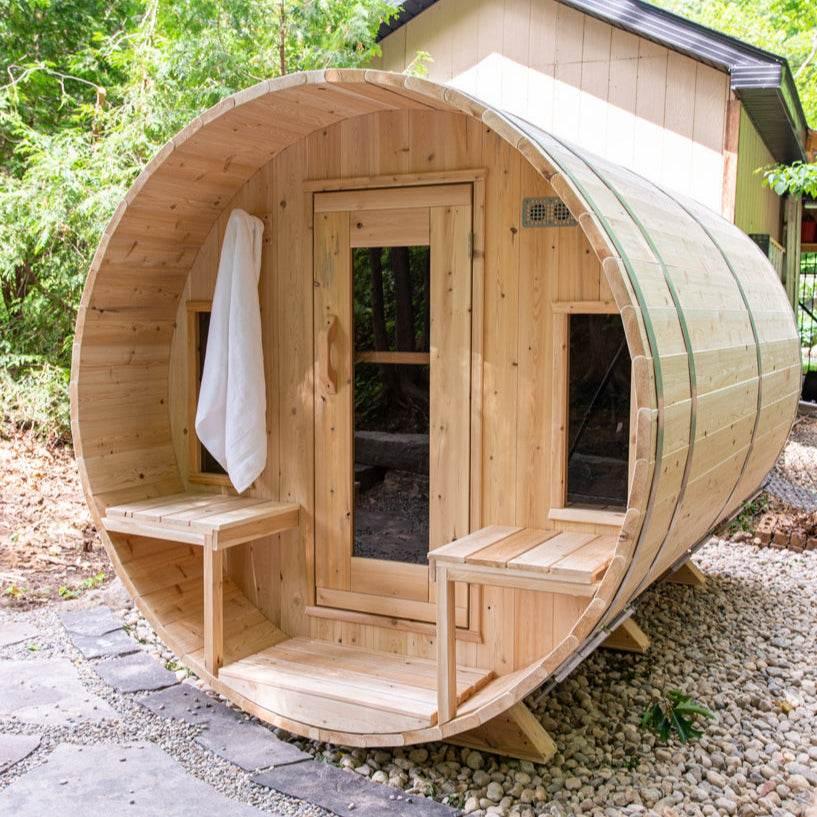 Dundalk Leisurecraft CT Tranquility Barrel Sauna | Electric Heated Cedar Kit - Sauna Luxuries
