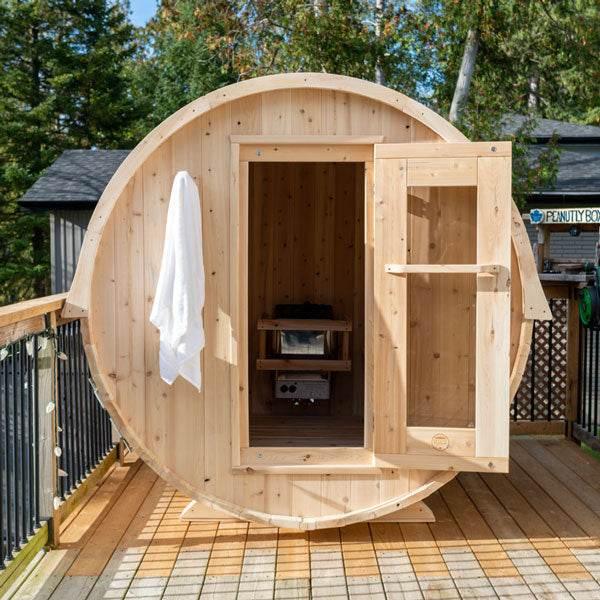 Liesurecraft CT Harmony Barrel Sauna | Wood Burning Outdoor Sauna - Sauna Luxuries