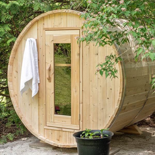 Liesurecraft CT Harmony Barrel Sauna | Wood Burning Outdoor Sauna - Sauna Luxuries