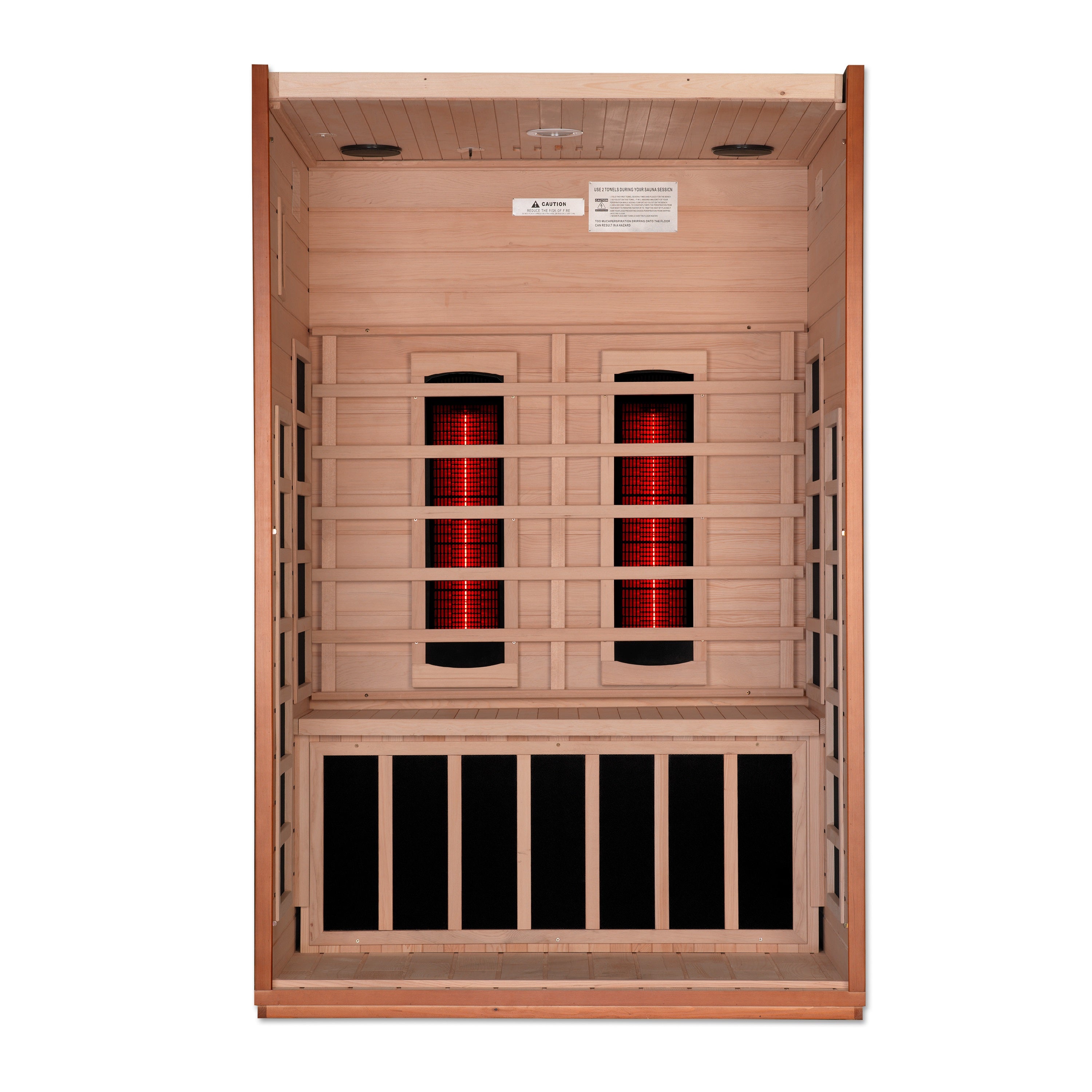 Rear panel of Dynamic Cardoba 2-Person infrared sauna with ventilation and service access