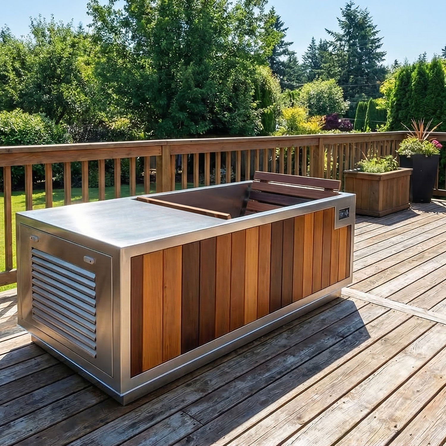 Finnmark SoulCold cold and hot plunge installed on an outdoor residential deck