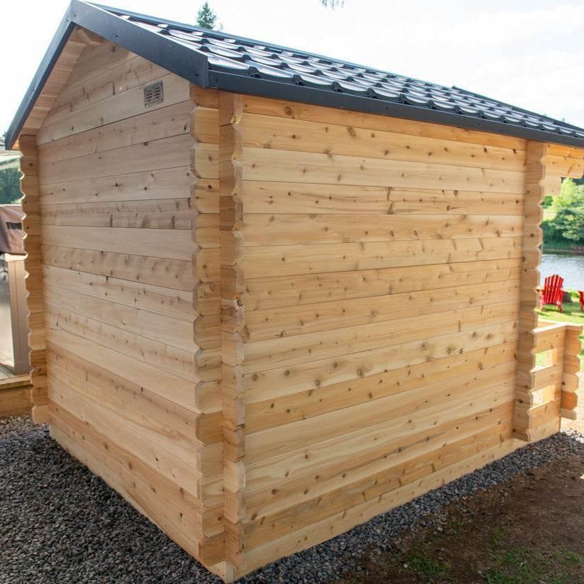 Leisurecraft CT Georgian Cabin Sauna with Porch – Wood Burning Outdoor Sauna - Sauna Luxuries