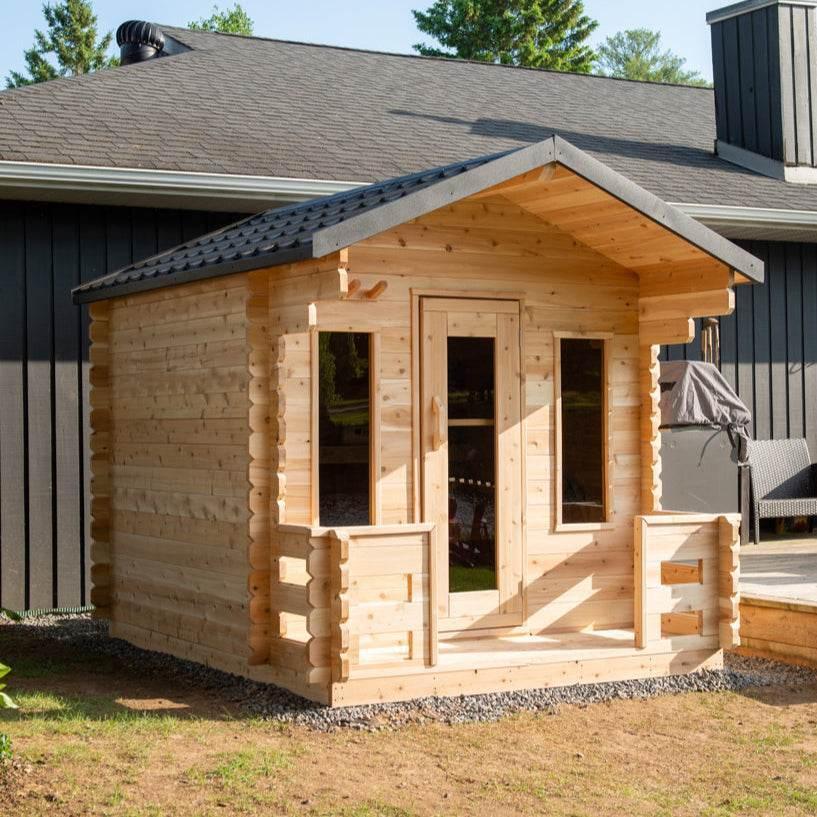 Leisurecraft CT Georgian Cabin Sauna with Porch – Wood Burning Outdoor Sauna - Sauna Luxuries