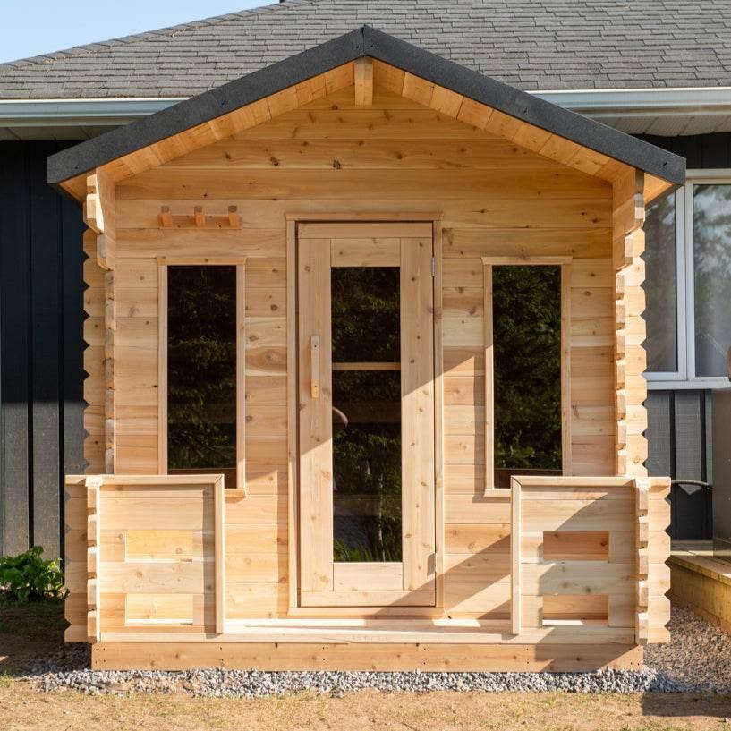 Leisurecraft CT Georgian Cabin Sauna with Porch – Wood Burning Outdoor Sauna - Sauna Luxuries