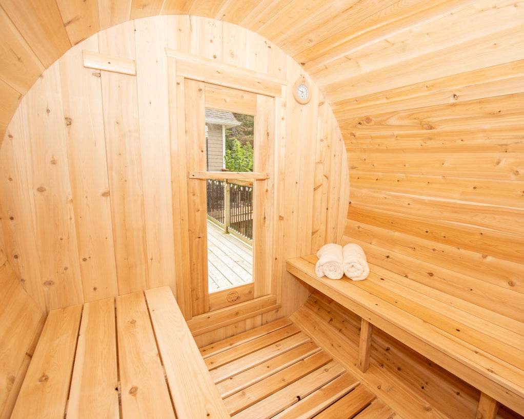 Liesurecraft CT Harmony Barrel Sauna | 2–4 Person Outdoor Cedar Kit - Sauna Luxuries