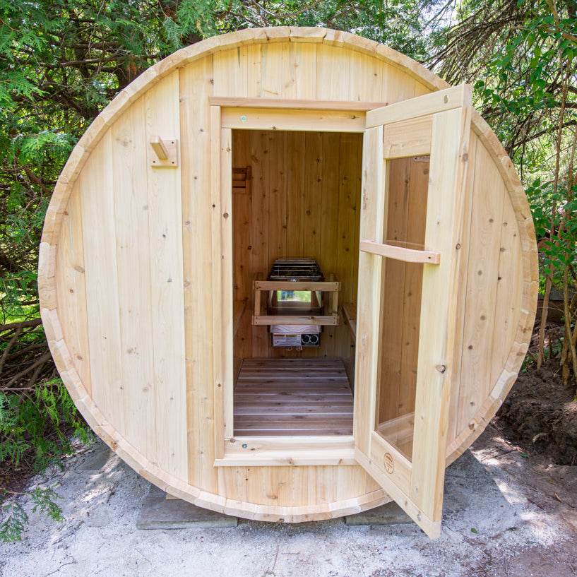 Liesurecraft CT Harmony Barrel Sauna | 2–4 Person Outdoor Cedar Kit - Sauna Luxuries