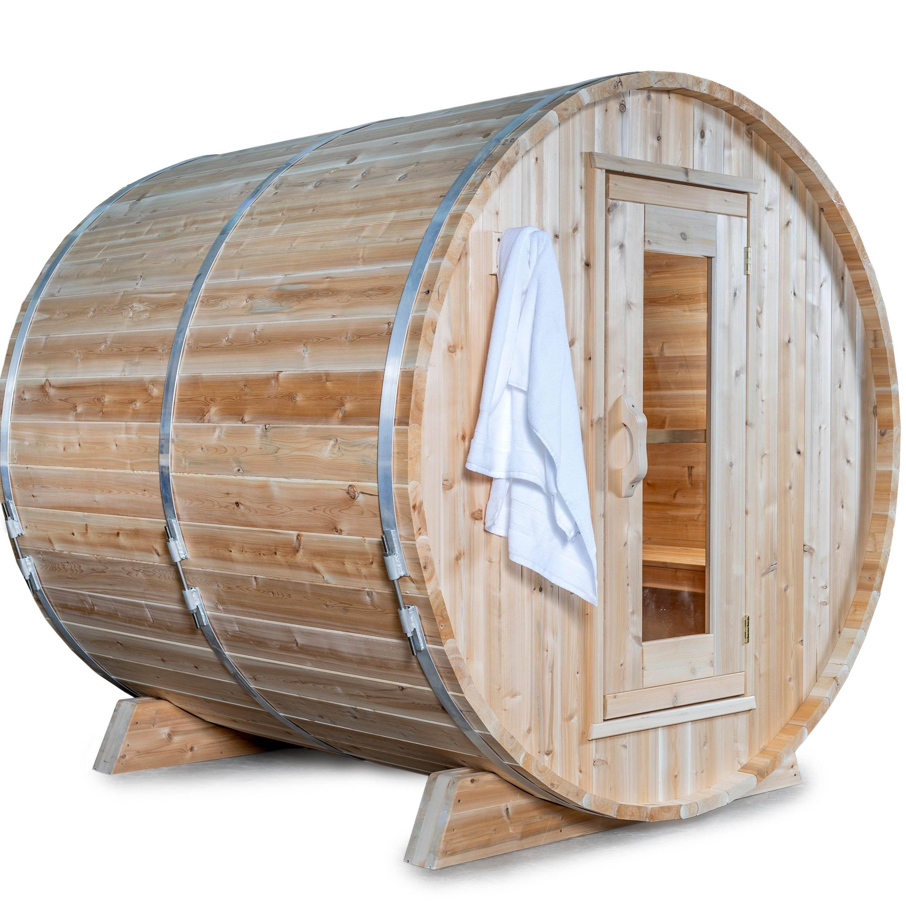 Liesurecraft CT Harmony Barrel Sauna | 2–4 Person Outdoor Cedar Kit - Sauna Luxuries