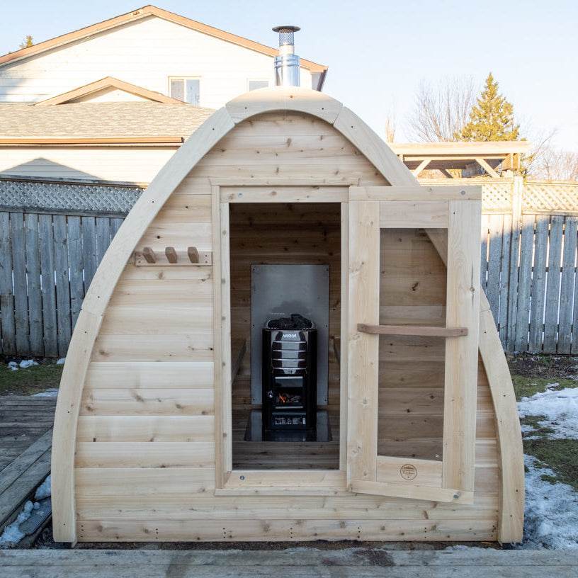 Leisurecraft CT MiniPOD Sauna | Wood Burning Outdoor Sauna - Sauna Luxuries