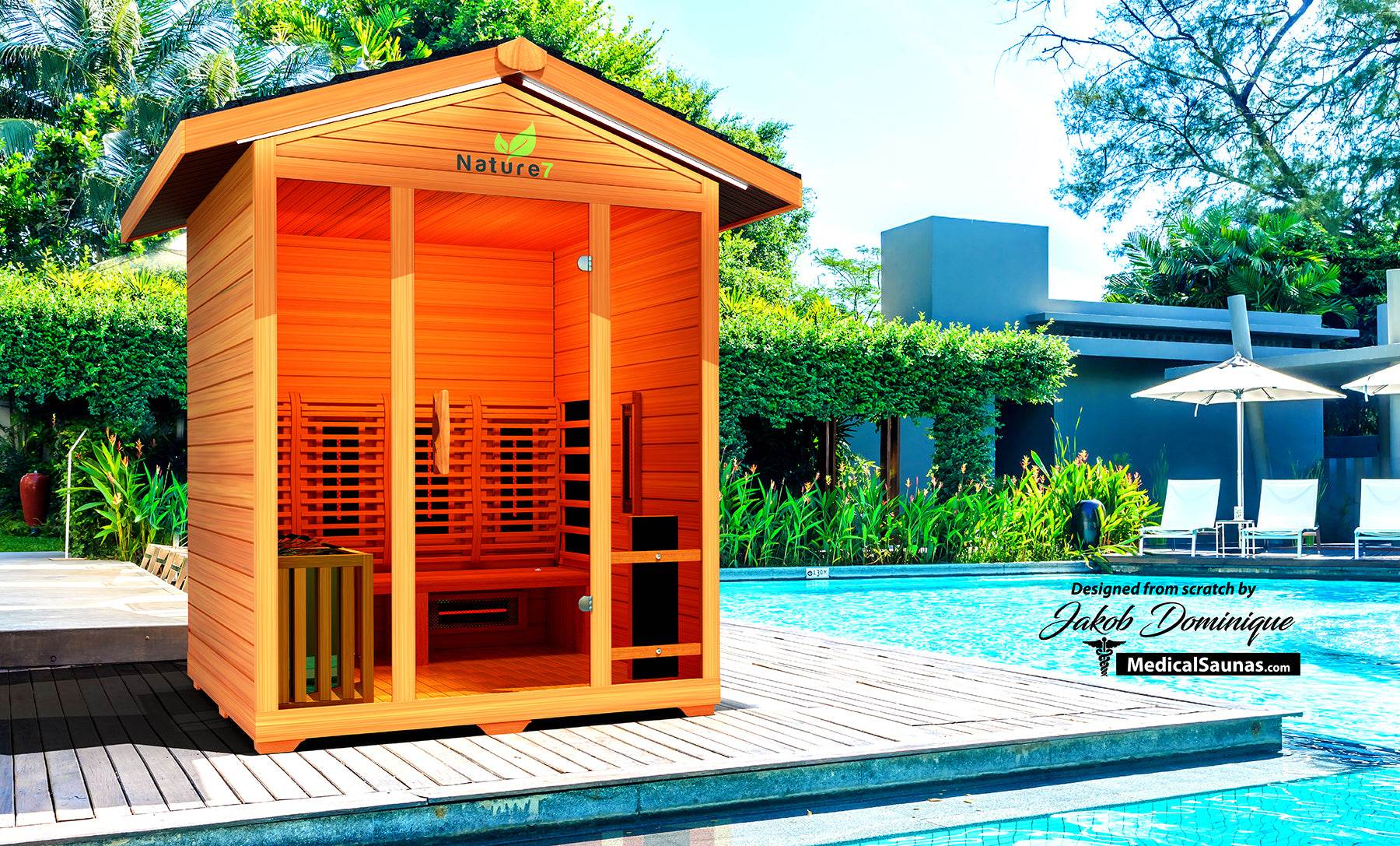 nature-7-cedar-sauna-poolside-installation - Sauna Luxuries