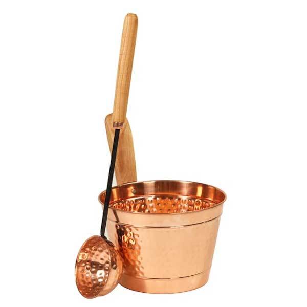 Leisurecraft Rento Copper Sauna Bucket & Ladle Set | 4L Finnish Design - Sauna Luxuries