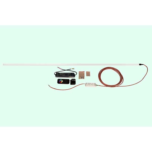 Complete Smartline sauna LED light kit with 59-inch strip, remote, wiring, brackets, and power supply