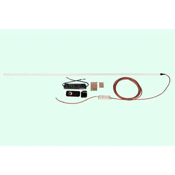 Smartline LED Sauna Light Kit with a white 59-inch LED strip, black remote, power supply and mounting brackets