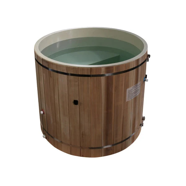 Dynamic Cold Therapy DCT-B-042-PLPC-34 Barrel Cold Plunge with Pacific Cedar Exterior Dynamic Saunas