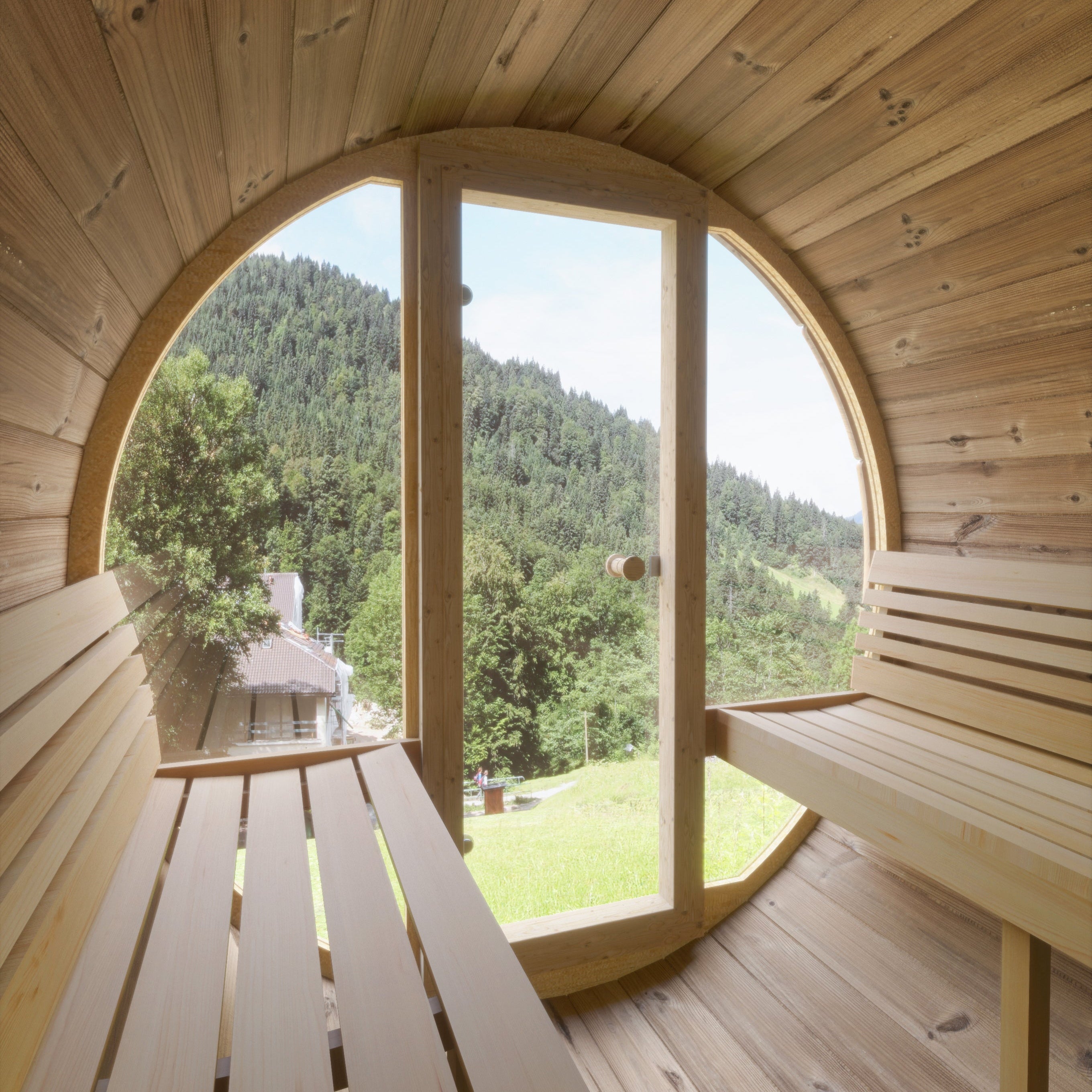 SaunaLife Model E8G Sauna Barrel Glass Front