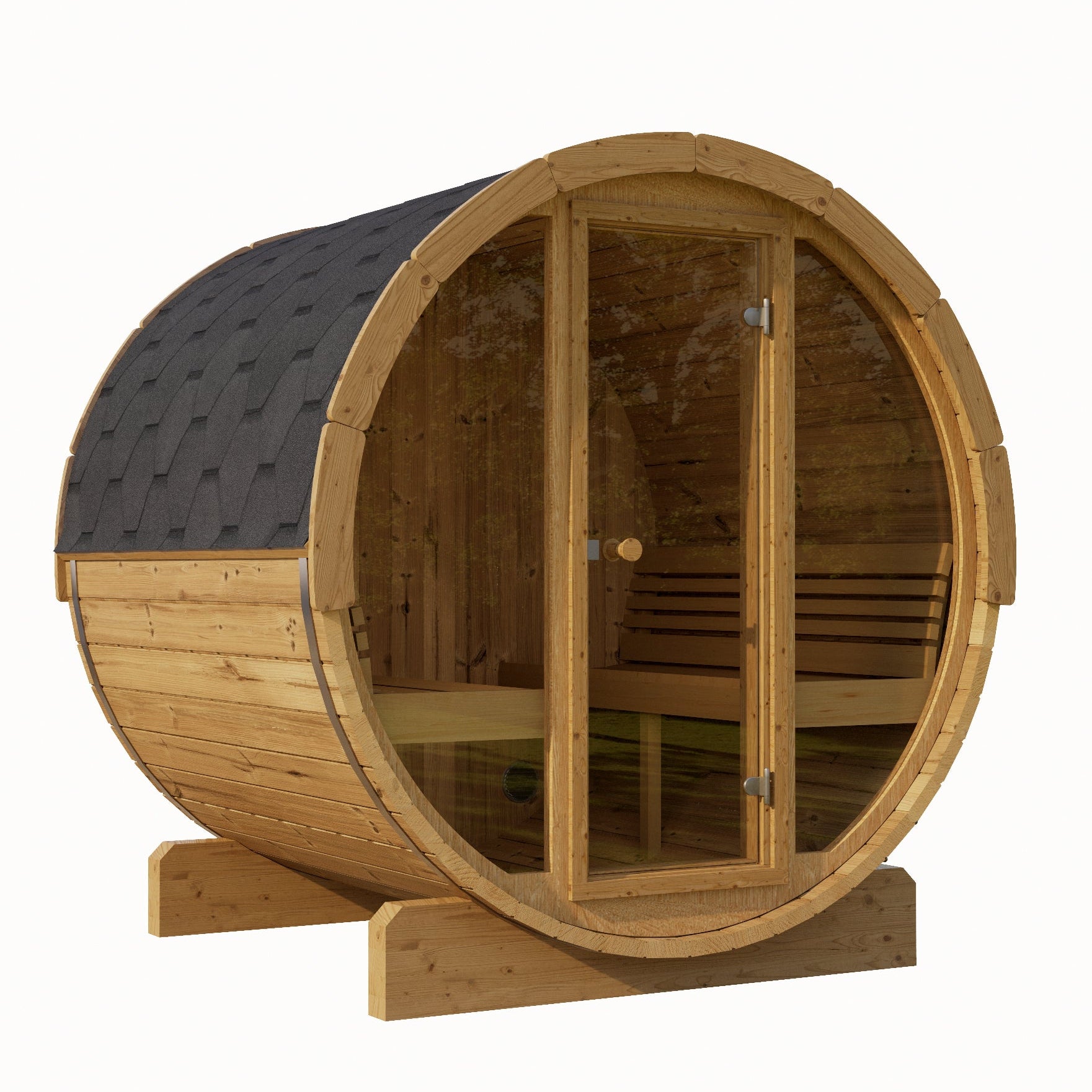 SaunaLife Model E8G Sauna Barrel Glass Front