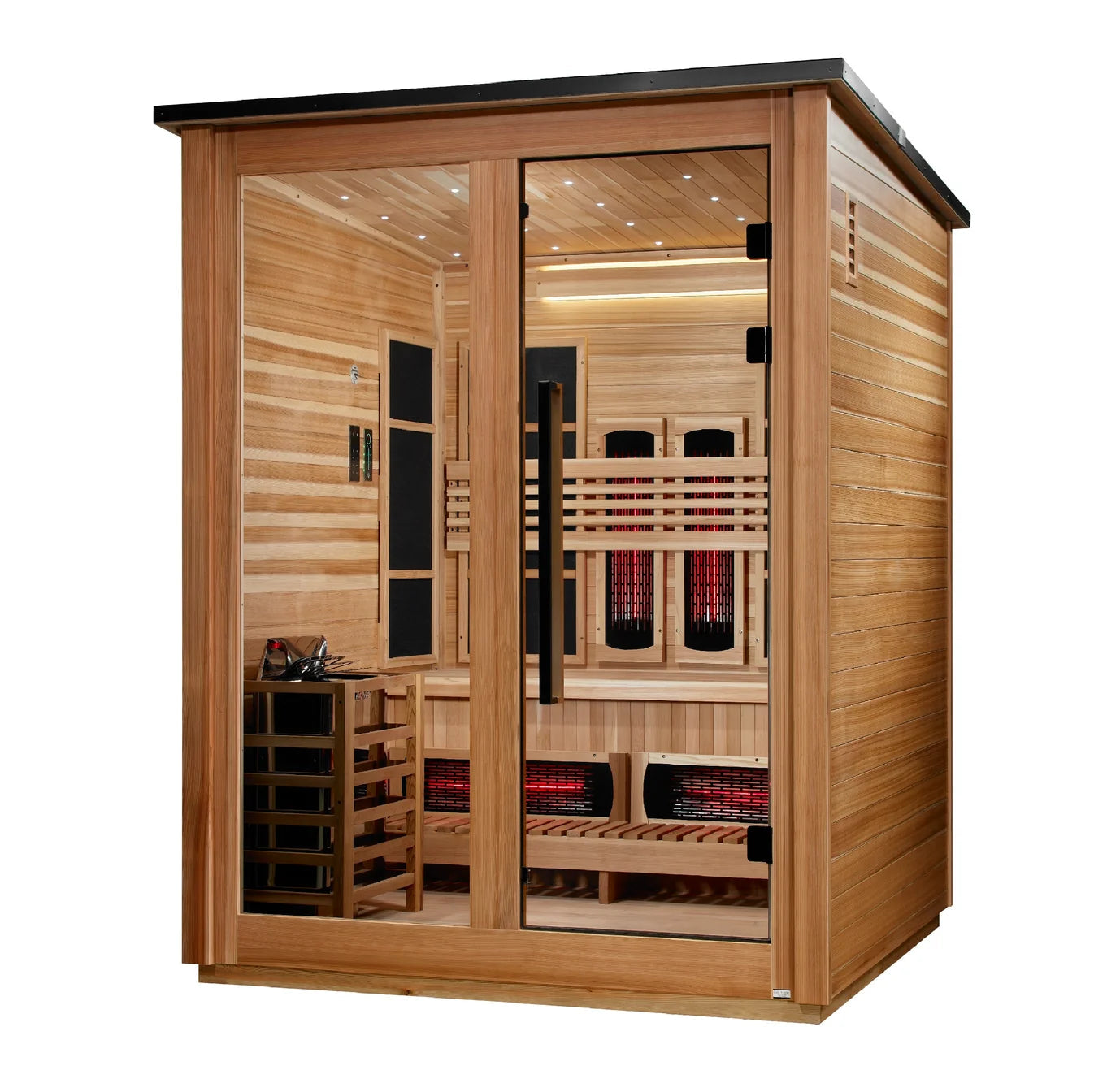 Golden Designs Loviisa 3-Person Pacific Cedar Hybrid Outdoor Sauna Golden Design Saunas