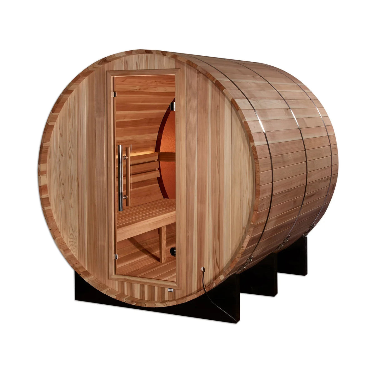 Golden Designs Zurich 4-Person Barrel Sauna with Bronze Privacy View Golden Designs