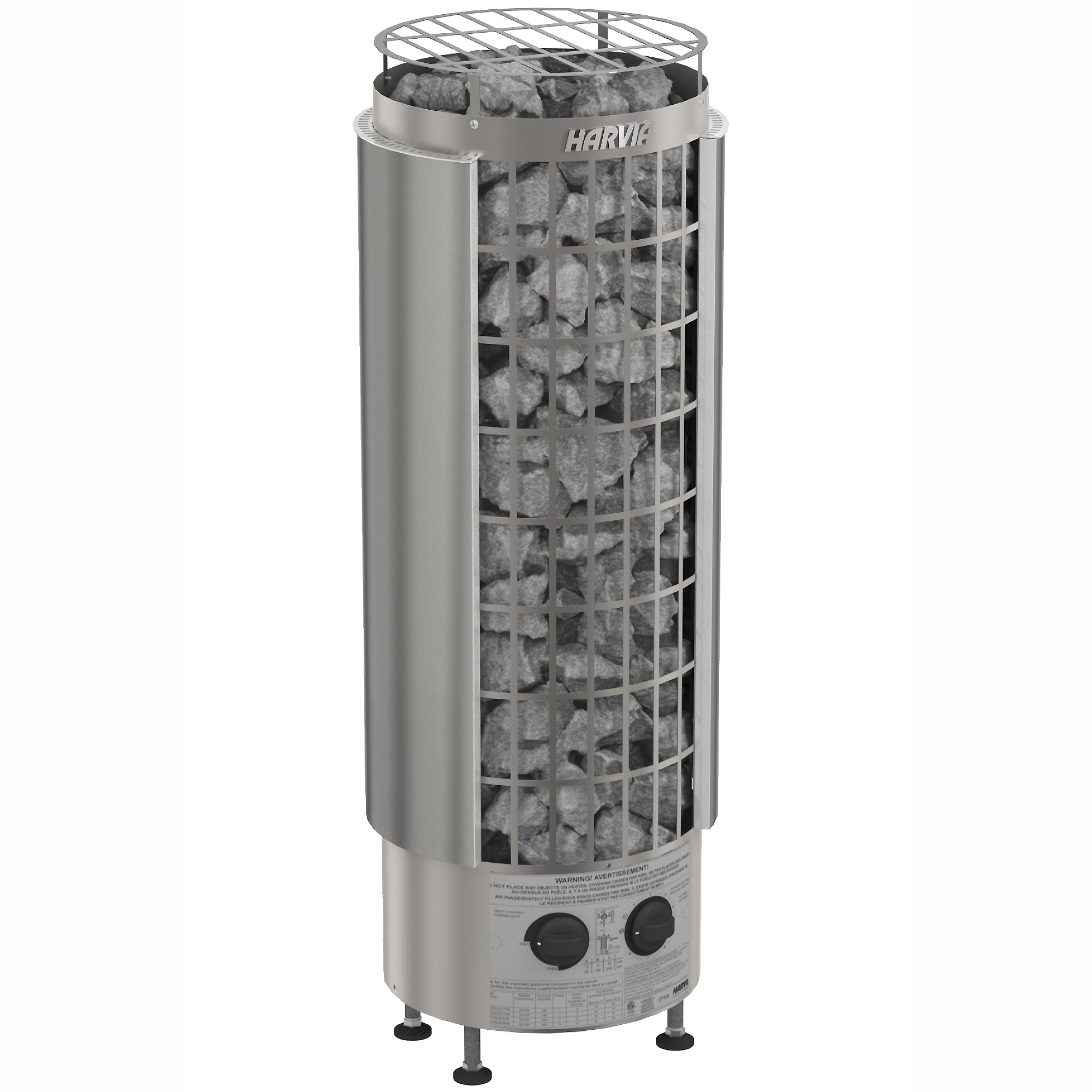 Cilindro Half Series 9kW Stainless Steel Sauna Heater at 240V 1PH with Built-In Time and Temperature Controls