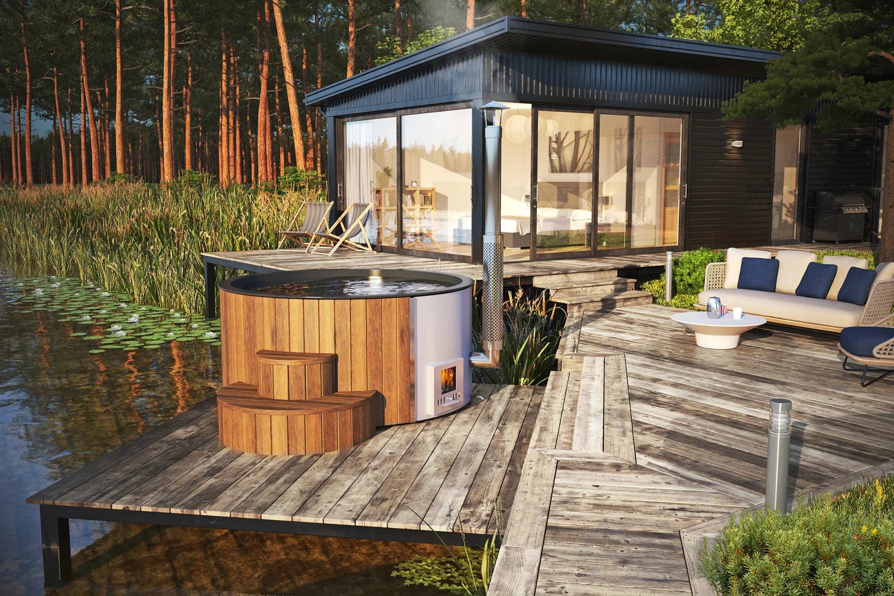 SaunaLife Model S4 Wood-Fired Hot Tub Natural
