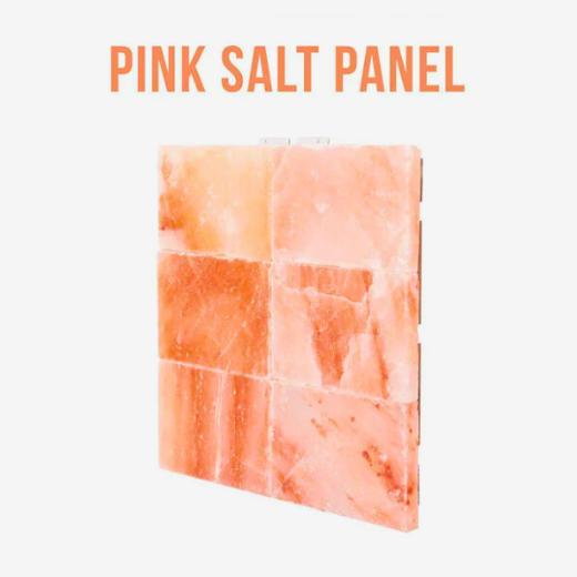 Stacked Himalayan salt wall panels for sauna décor and wellness spaces.