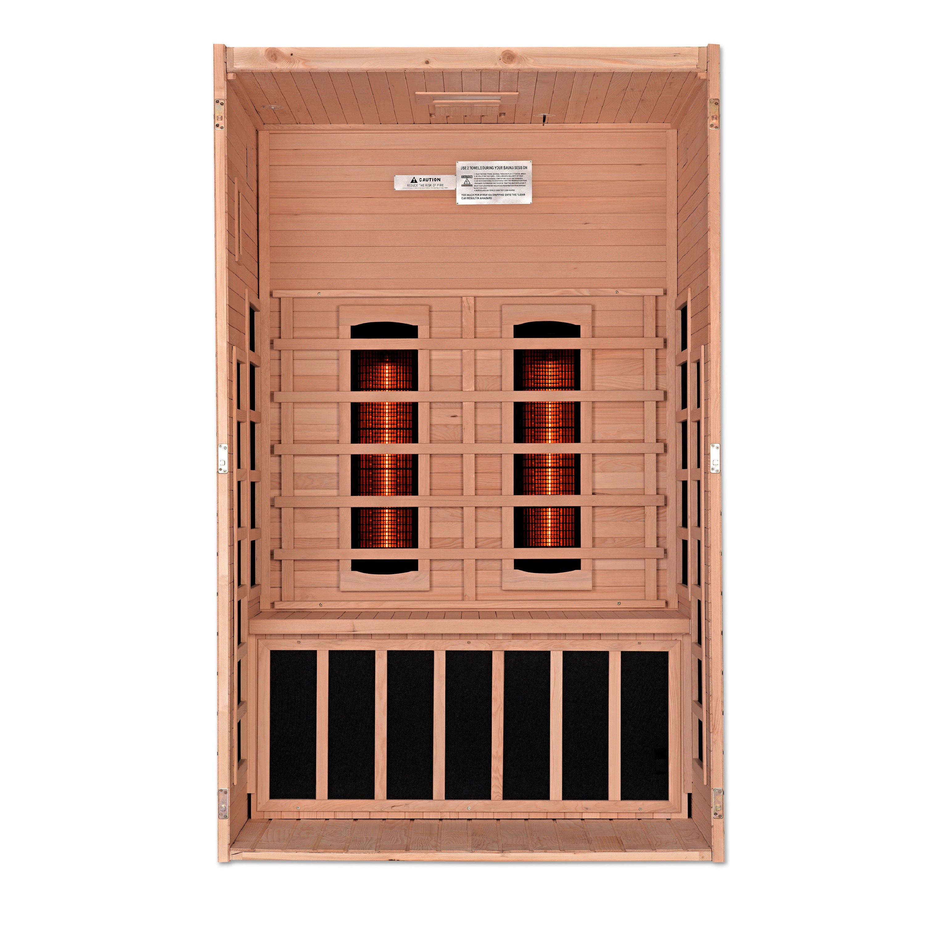 Rear panel of Dynamic Santiago 2-Person infrared sauna with ventilation and service access