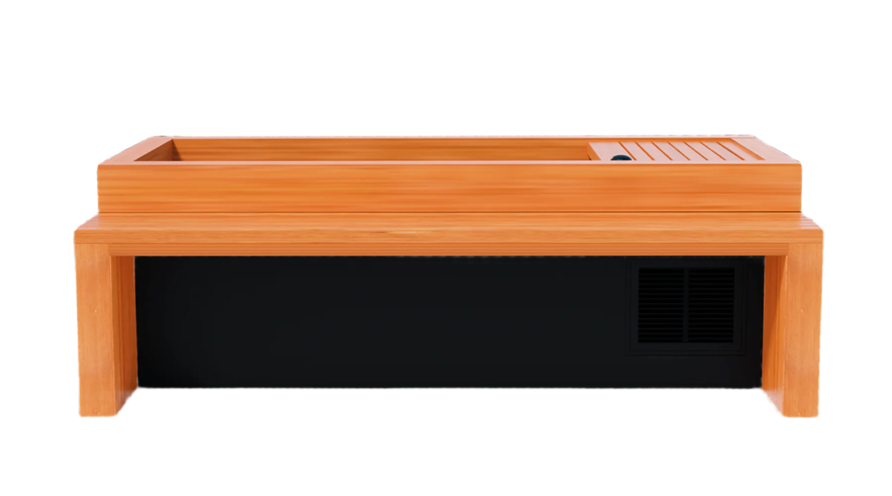 Side angle of Frozen 2 with exterior bar and cedar finish