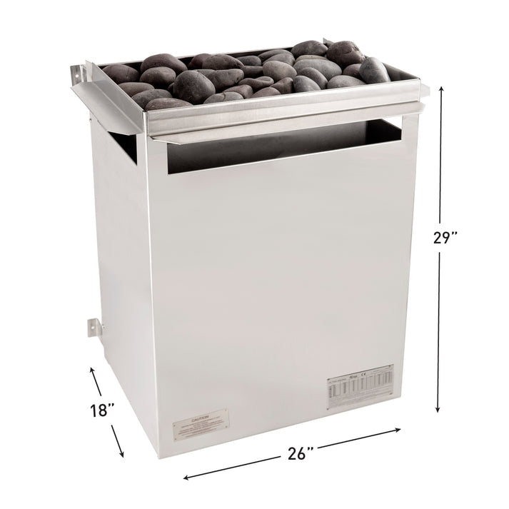 Dimensions of the Scandia 12kW Electric Sauna Heater for easy installation reference.