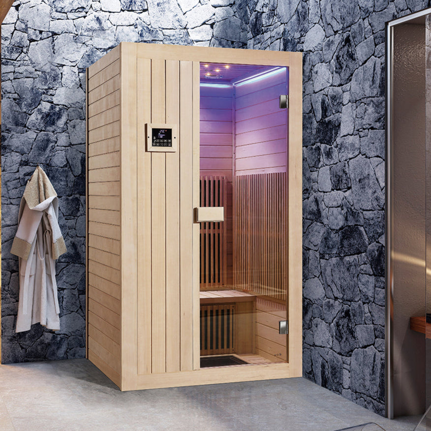 Waja WJS-I014 Infrared Sauna with full-glass door and Canadian Hemlock exterior